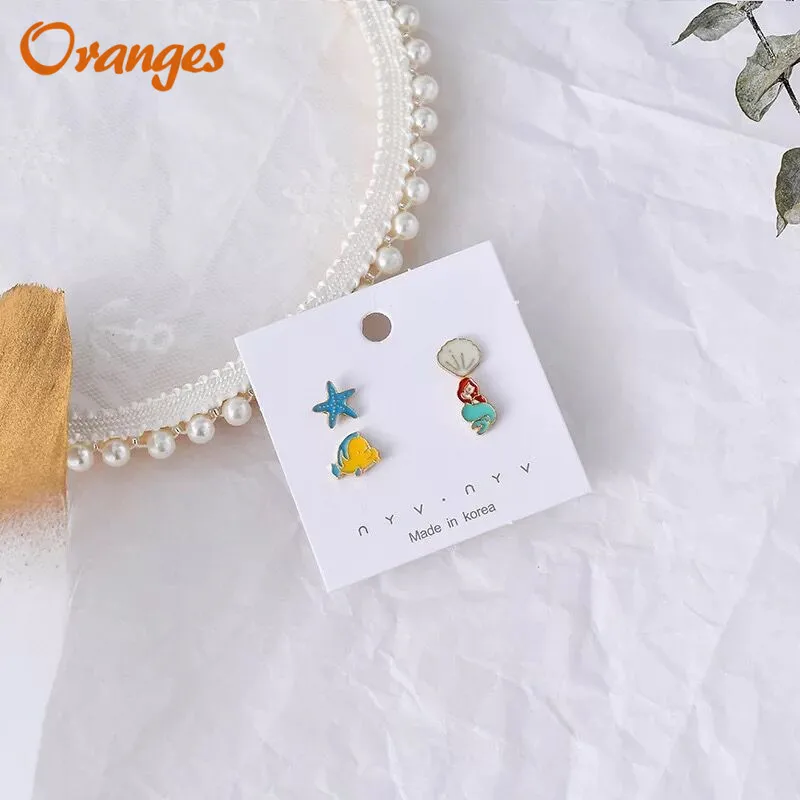 Серьги гвоздики 4 шт./лот в Корейском стиле креативные милые детские украшения