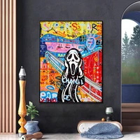 graffiti art van gogh screamoil painting on canvas print poster wall picture for living room home decor decoration frameless