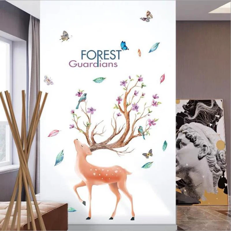 Рождественское украшение самоклеящаяся пвх настенная картина олень зеленые