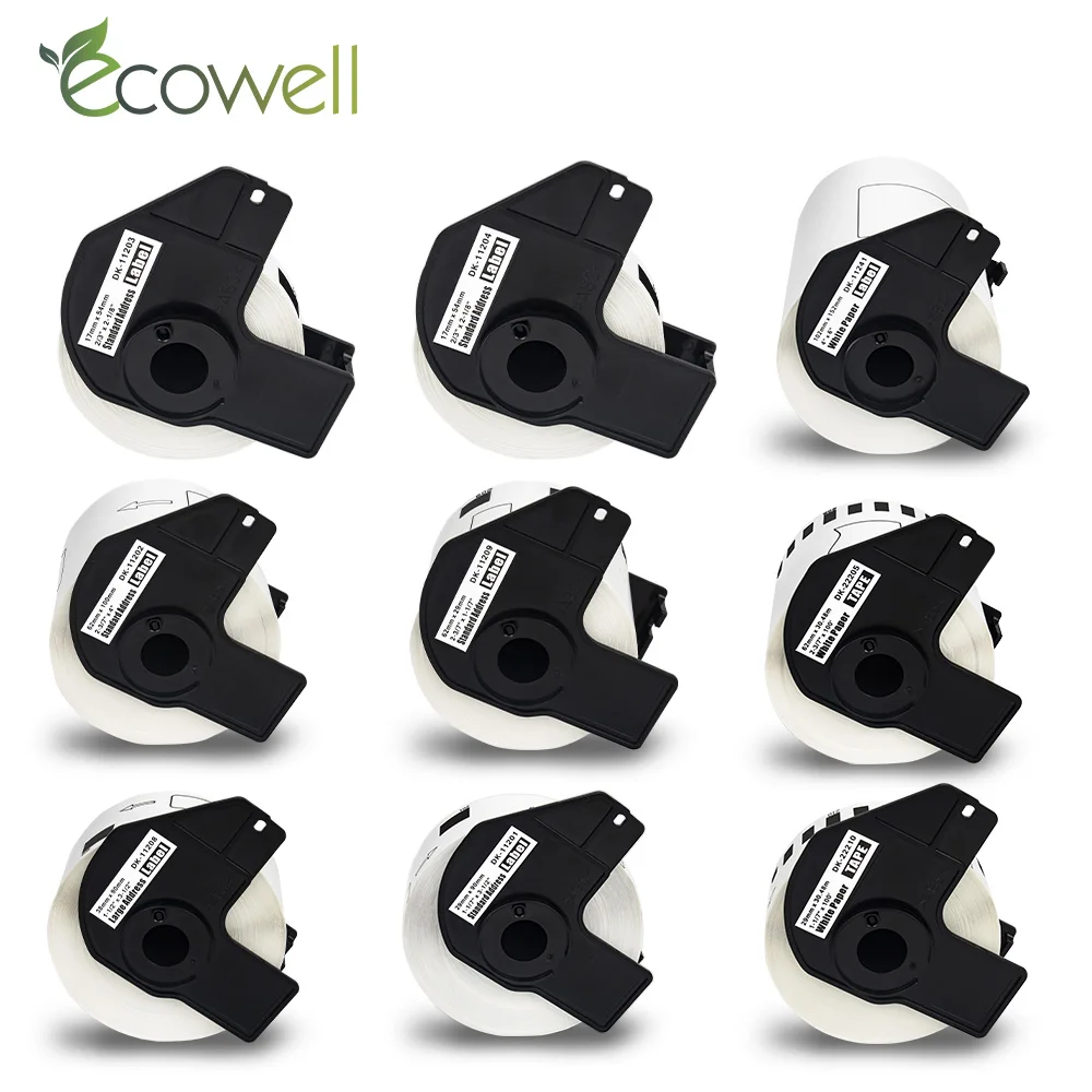 Ecowell полидисперсным этикетка рулон совместимый для Brother DK 11201 11202 11204 11208 11209 22205 22210
