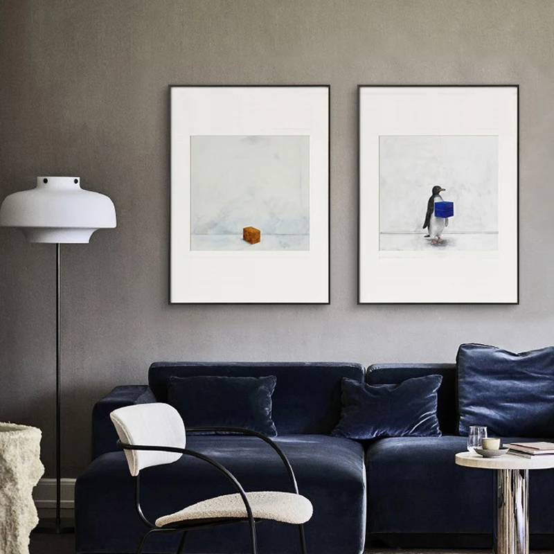 

Nursery Animal Poster Wall Art Print Potato Penguin Bear Tortoise Sketch Picture Canvas Painting for Children Room Home Decor