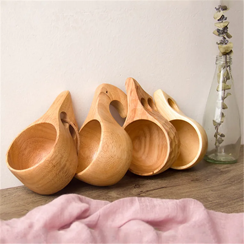 

New Chinese Portable Wood Coffee Mug Rubber Wooden Tea Milk Cups Water Drinking Mugs Drinkware Handmade Juice Lemon Teacup Gift