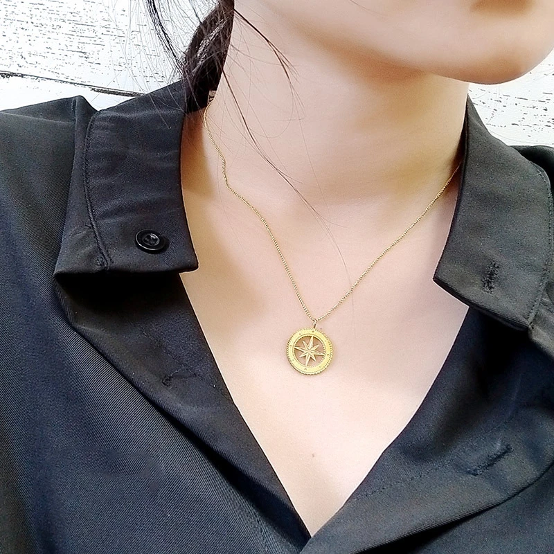 

Fashion Gold Color Stainless Steel Choker Necklace For Women High Quality Eight Pointed Star Pendants Femme Jewelry Collare Gift