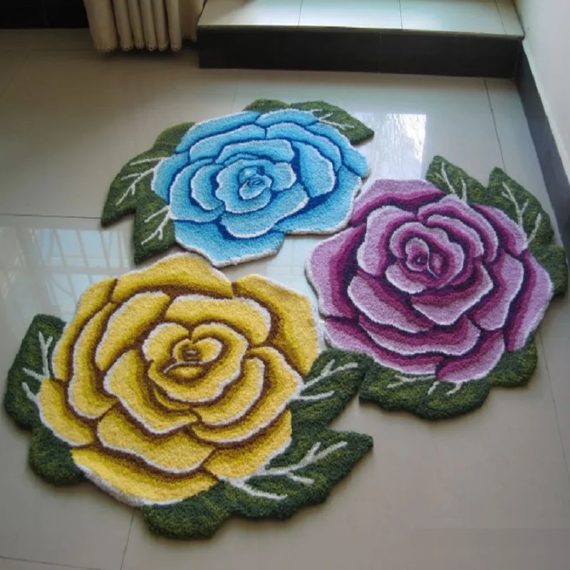 75*55 см коврики и ковровые покрытия в форме розы для гостиной 3D Цветочный Коврик