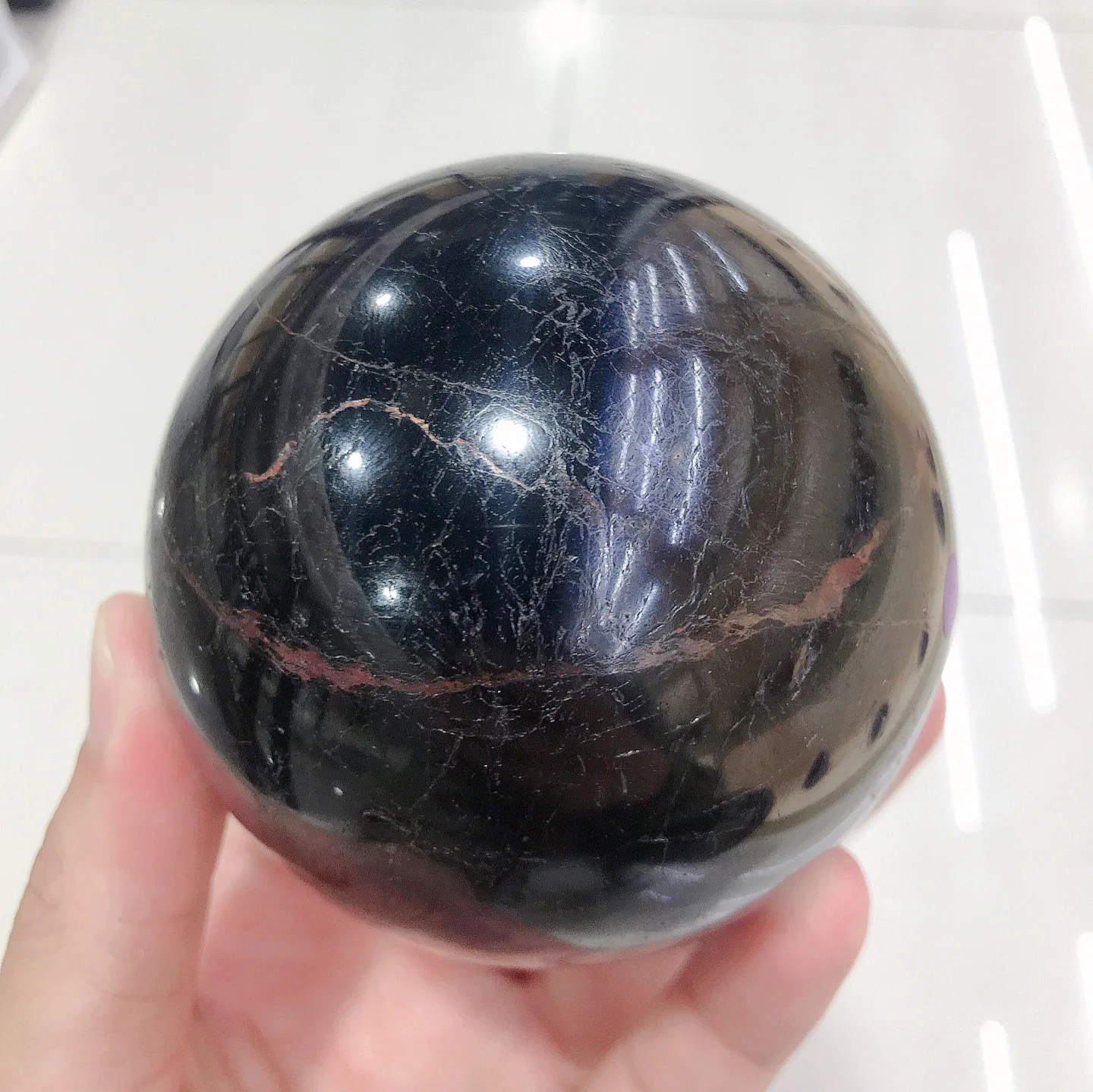 

Natural Crystal Black Turmaline spherical healing gift aquarium decoration room decoration