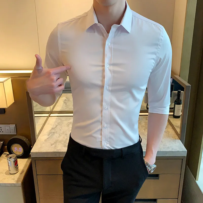 Мужская рубашка большого размера черная облегающая деловая 3xl 4xl | одежда