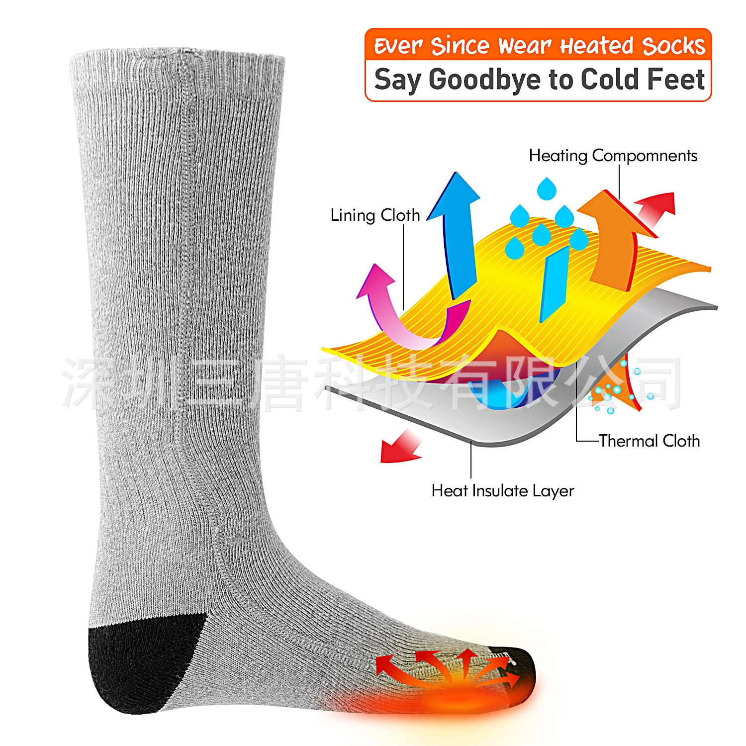 Lithium battery electric socks rechargeable temperature adjustable water wash cold proof old people's warm Ski Socks | Женская