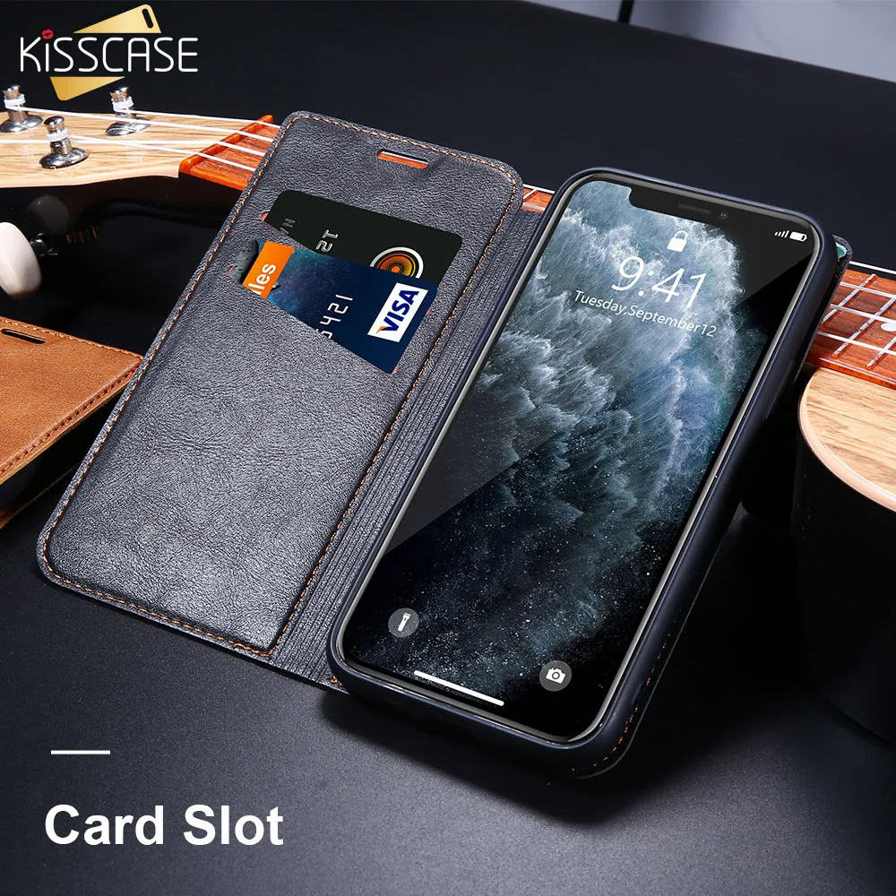 KISSCASE Чехол бумажник в стиле ретро из искусственной кожи для iPhone 11 Pro MAX задняя