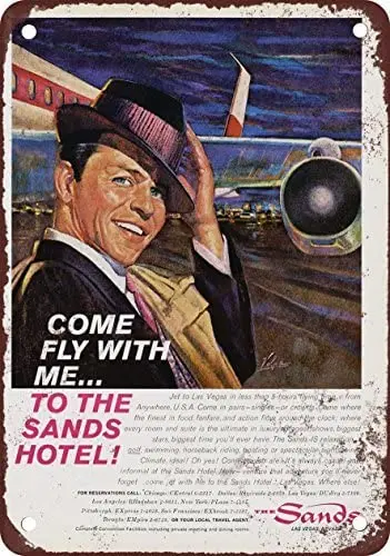 

1961 Frank Sinatra for The Sands Hotel Las Vegas Vintage Look Reproduction Metal Tin Sign 8X12 Inches