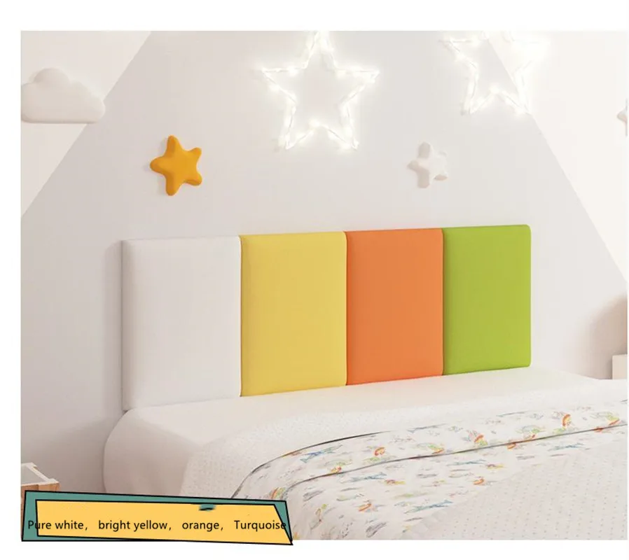 

Bedroom Protective Wall Bed Headboard Children's Room Anti-collision Soft Bag Tatami Self-adhesive Home Decor Artificial Leathe
