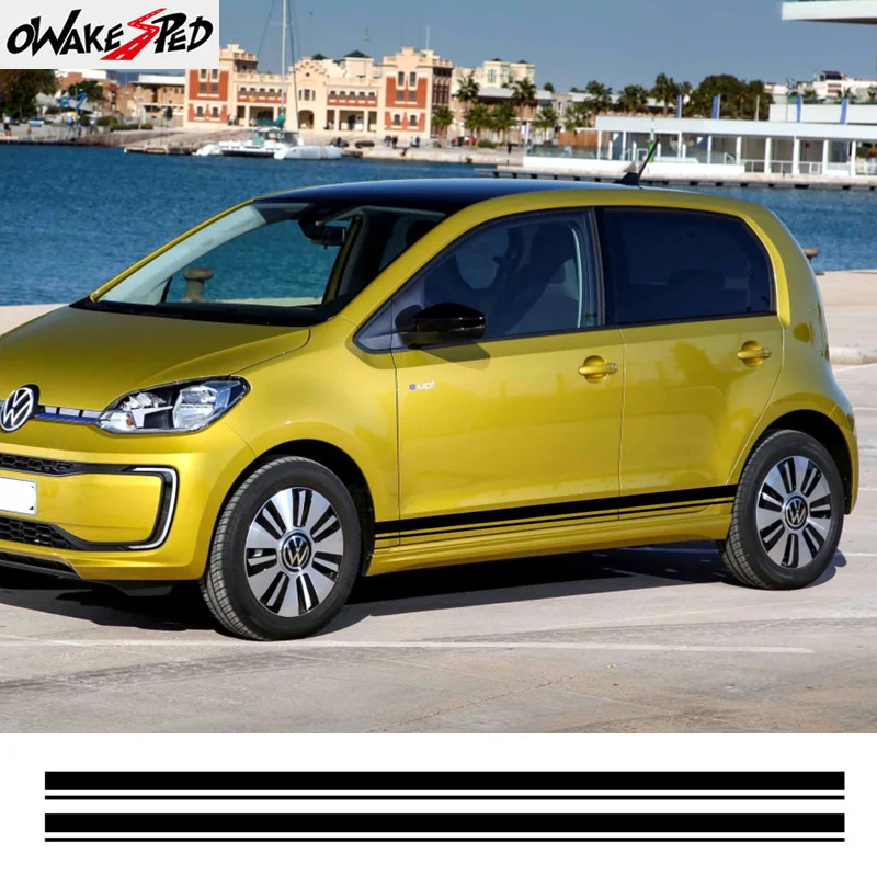 

Racing Sport Stripes Car Door Side Skirt Stickers For Volkswagen Up E-Up 3-5 Doors Auto Body Exterior Accessories Vinyl Decals