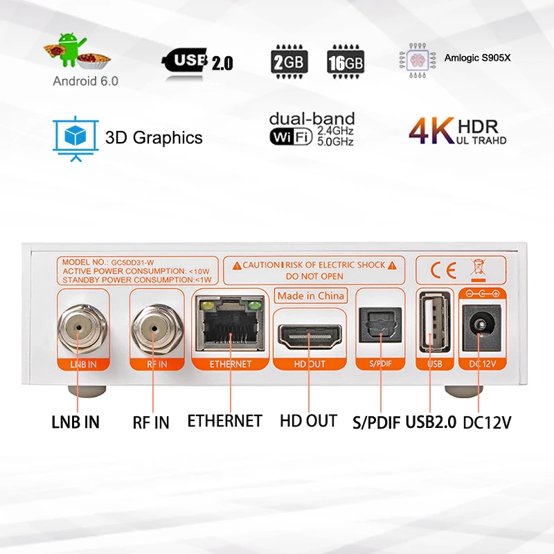 GTmedia GTC GT COMBO Android TV BOX 3D 4K DVB-S2 T2 спутниковый ресивер Bluetooth 4 0 Amlogic S905D 2 ГБ + 16 Гб