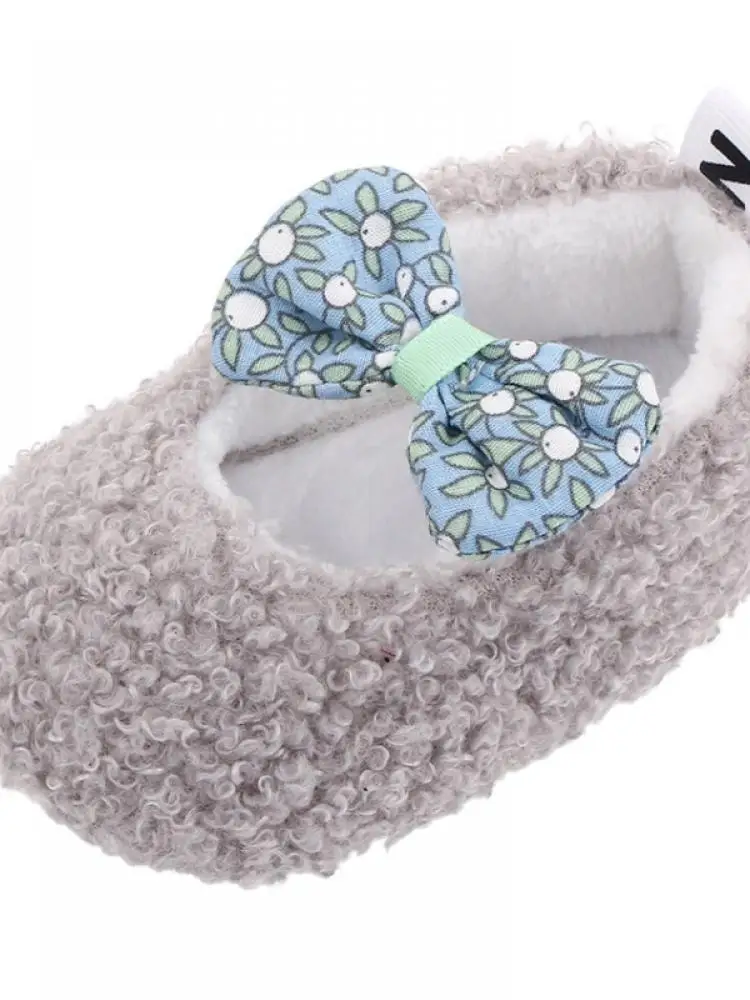 

Baby Girl Shoes 0-18 Months Infant Newborn Gift Home Footwear Bow Princess Toddler Solid Flock Soft Shoes