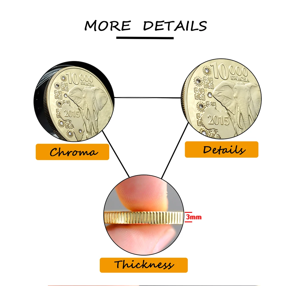 

2015 Elephant Commemorative Gold Coin Challenge Coins Collectibles Gifts