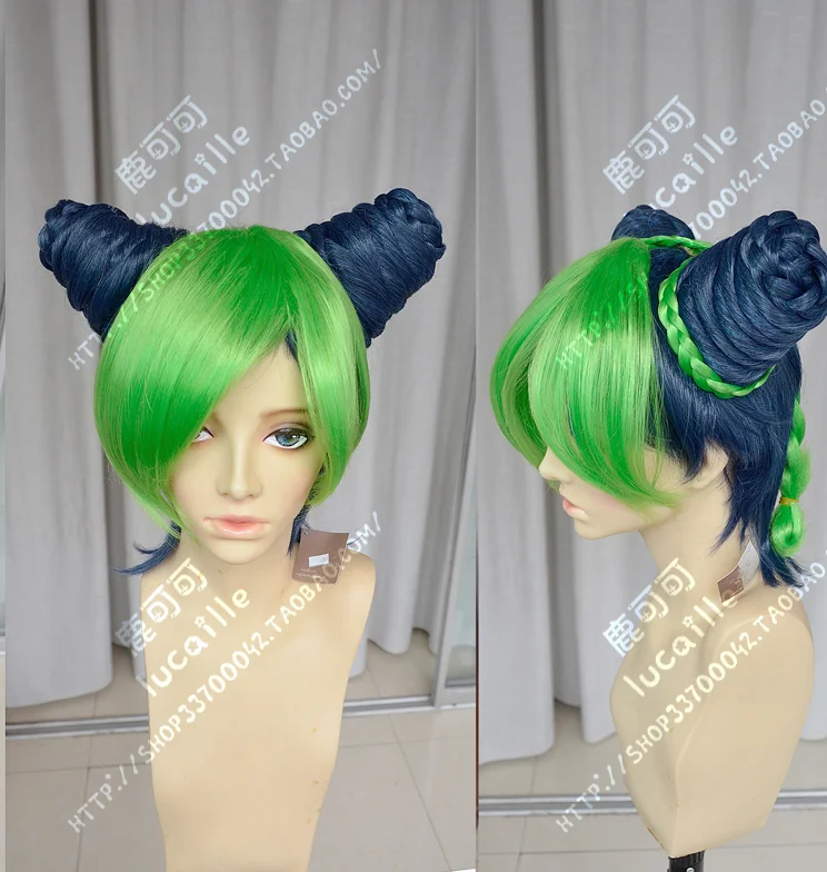 Green and Blue Аниме новые необычные приключения Джоджо Jolyne Kujo Jolyne Cujoh короткие косплей парик+ парик шапка - Цвет: Green and Blue
