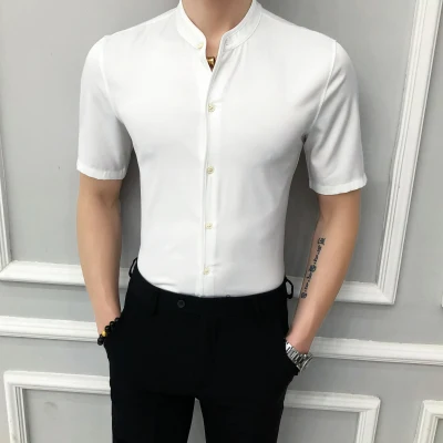 2020 новая трендовая Красивая Мужская рубашка с коротким рукавом и воротником