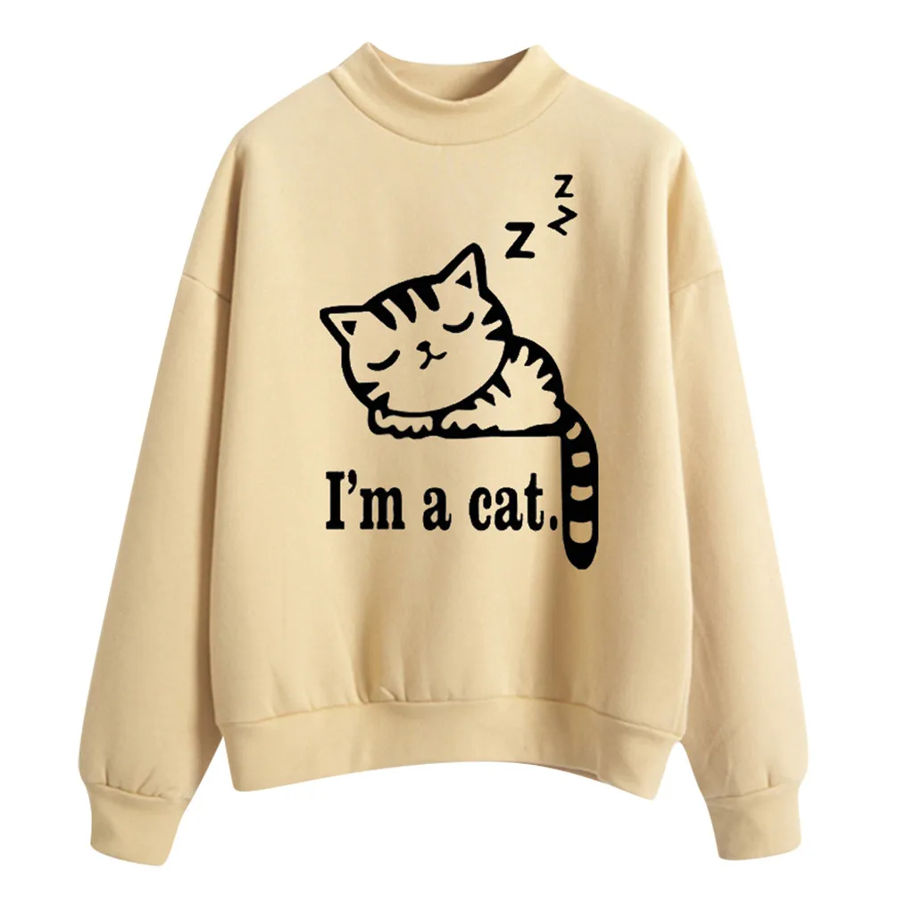Толстовки с принтом кота новинка 2019 весна осень модные толстовки для женщин