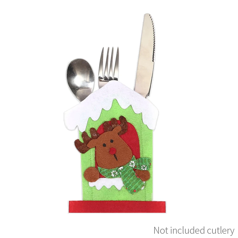 Тканевый Набор ножей и вилок рождественские украшения набор столовых приборов