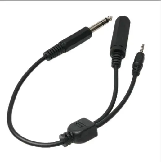 

6.35mm male to 3.5mm Male 4Pole +6.35mm Female Stereo Audio Extension Cable 0.4m audio and video signal transmission