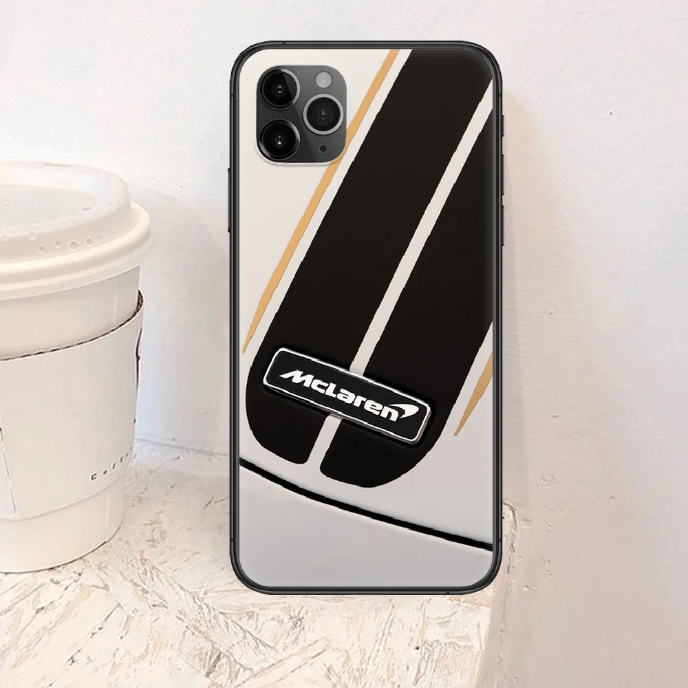 

McLarens car logo Phone Case For Iphone 4 4s 5 5S SE 5C 6 6S 7 8 Plus X XS XR 11 12 Mini Pro Max 2020 black Coque Soft Back