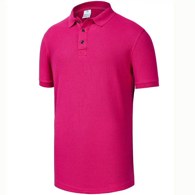 rose red Изготовленная на заказ рубашка поло из хлопка с печатью логотипа или вышивкой, сшитая из чистого хлопка, Создайте свою собственную футболку поло унисекс - Цвет: rose red