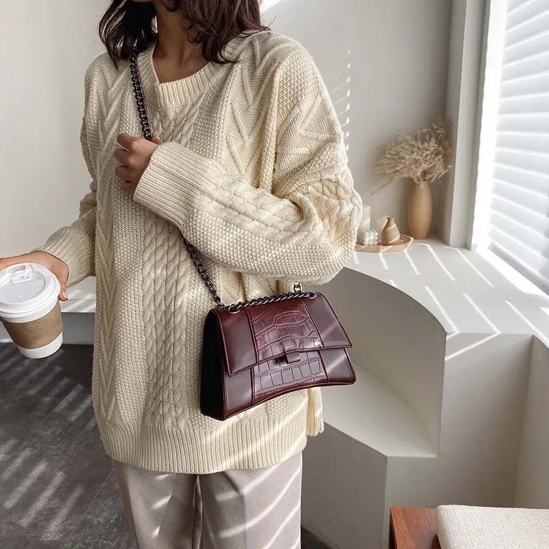 Элегантная женская сумка через плечо с узором крокодиловая кожа новинка 2019