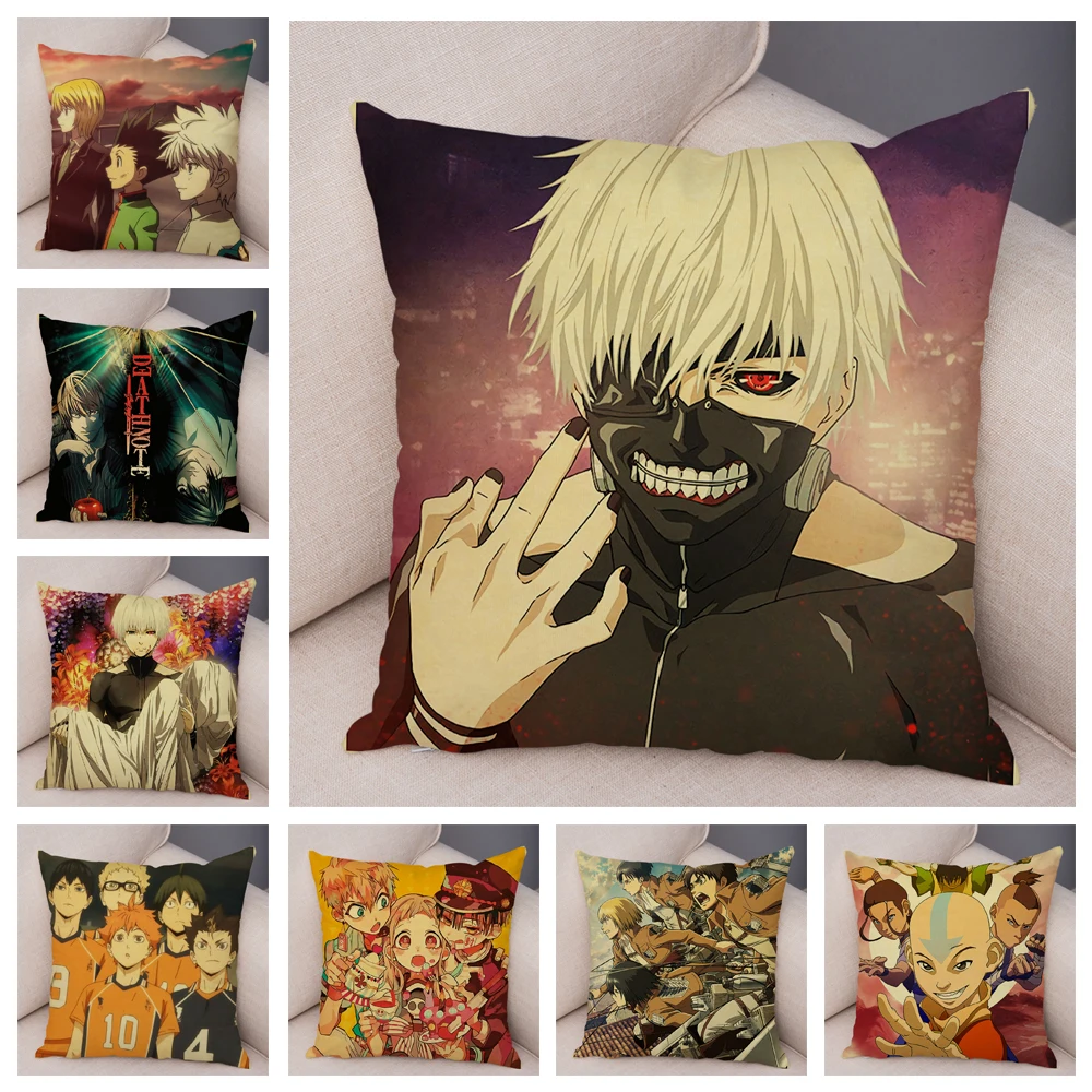 

Vintage Cartoon Painting Print Cushion Cover Decor Japan Anime Pillowcase Polyester Pillow Case for Sofa Home Car 45x45cm