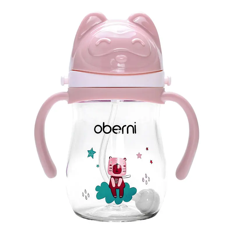 

270ml Children's Water Cup Drop Proof Kindergarten Baby Plastic Bottles with Gravity Ball Straw Kids Drink Cup Baby Sippy Cups