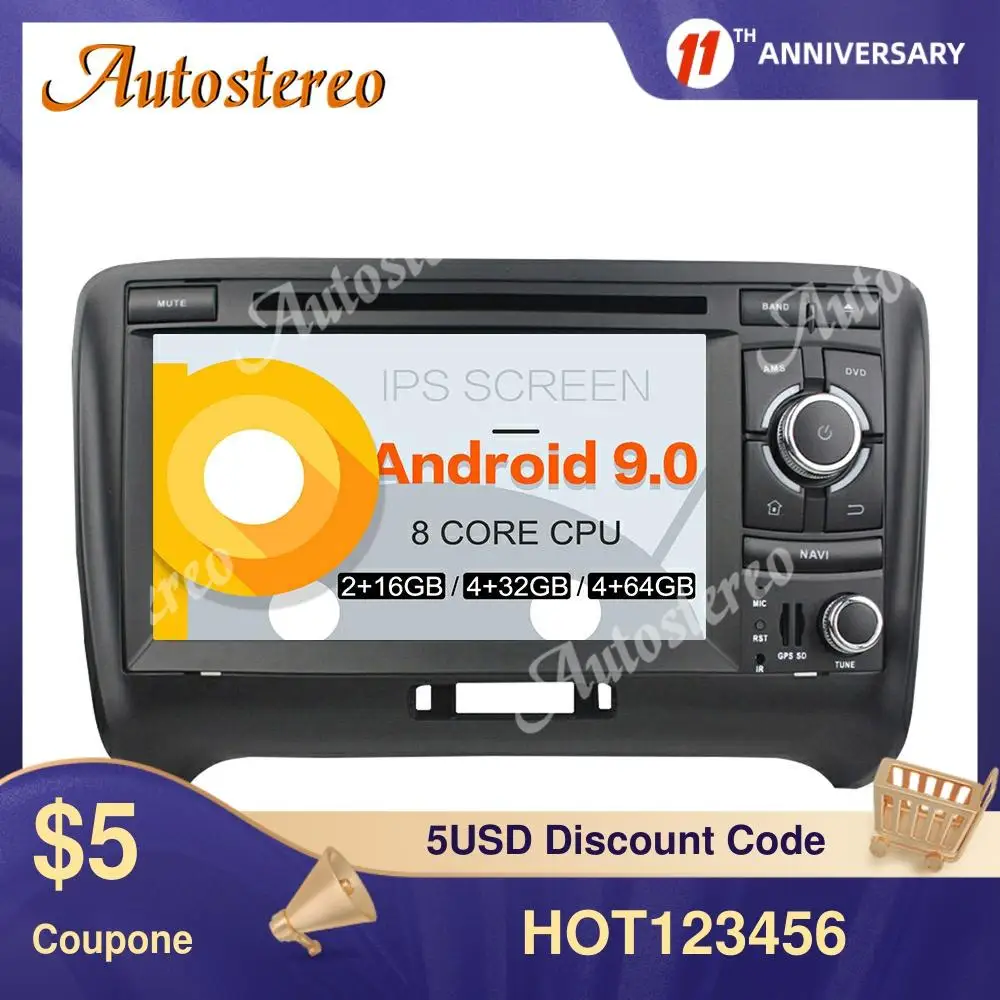DSP Android 9.0 4G автомобильный CD DVD плеер GPS навигация для Audi TT 9 0 2006 мультимедийный