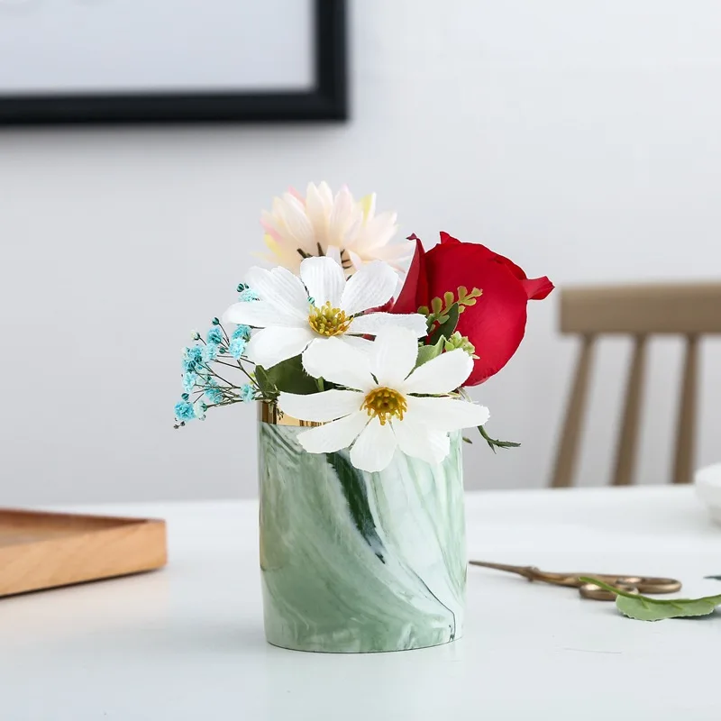 Настольная керамическая ваза с железной стойкой подставка для суккулентного