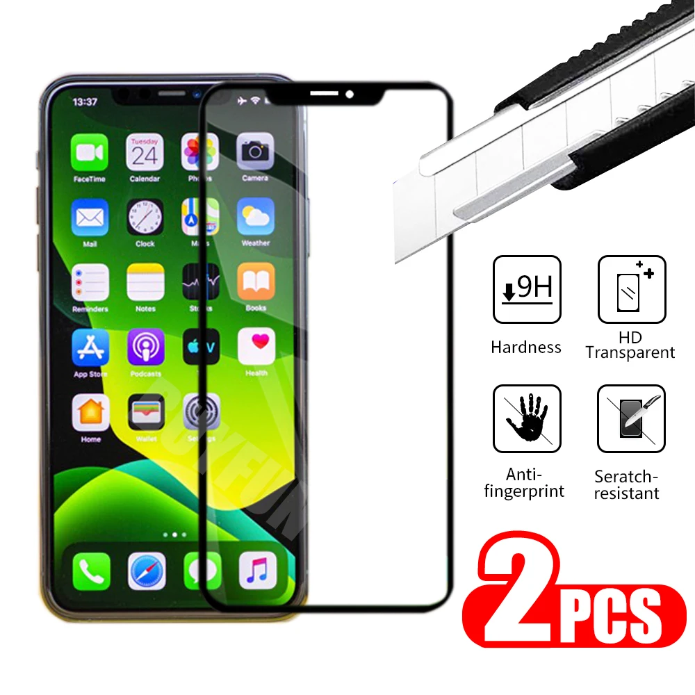 Закаленное стекло для iphone Se (2020) XR 6 1 11 Pro Max 2 шт. Защита экрана iPhone XS pro x xs защитное |