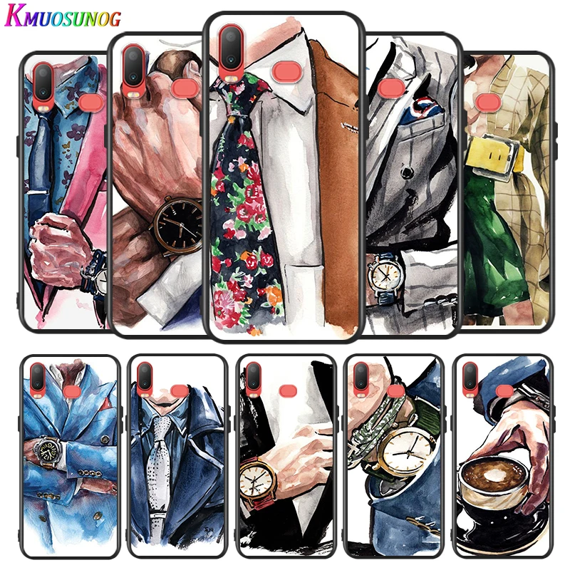 

Suit shirt tie fashion for Samsung Galaxy A9 A8 Star A750 A7 A6 A5 A3 Plus 2018 2017 2016 Silicone Black Phone Case Soft Cover