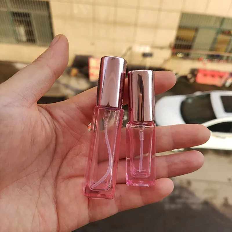 

Portable 5ML10ML Pink Square Perfume Glass Spray Empty Small Bottle 100PCS/LOT