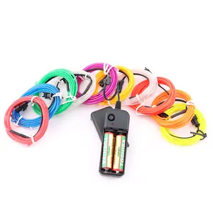 Светодиодная неоновая лента EL Wire 12 В, лампа с переключением света на 2 м, 3 м, 5 м, с контроллером