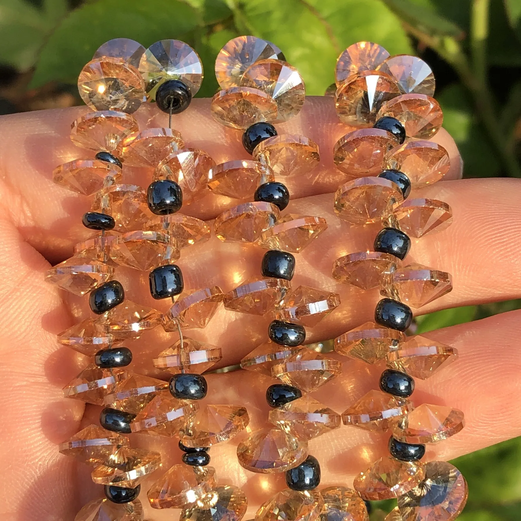 

Champagne Gold Satellite Drill Oblate Rondelle Crystal Glass Bead Jewelry Making Side Hole Beads Diy Earring Pendant Accessories