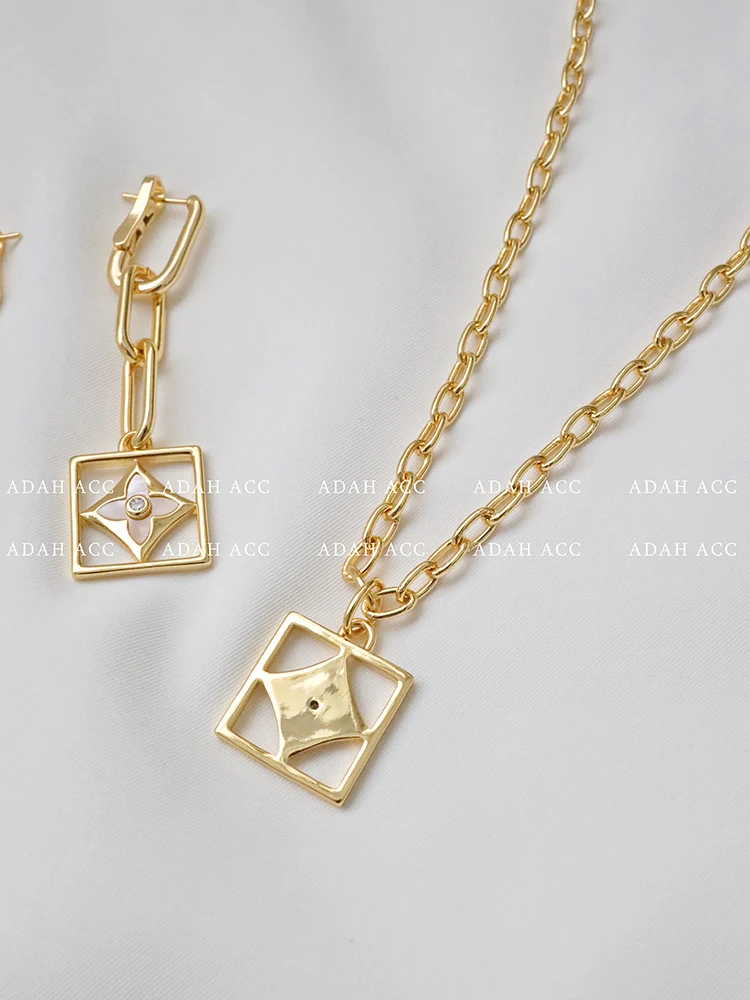 

HANGZHI 2020 Metal Floral Statement Drop Earrings Geometric Chain Square Shell Rhinestones Jewelry Women Punk Earring Jewelry