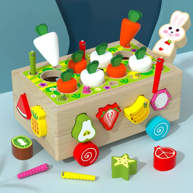 Jigsaw Education Toy Toddler Wooden  Babies' Motor Skill Farm Orchard Intelligence Car Shapes Fruits Carrots