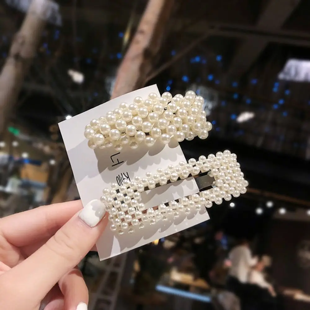 

1Set Fashion Women Full Pearl Hair Clips Snap Barrette Stick Hairpins Hair Styling Tools Accessories Hairgrip Headdress Gift