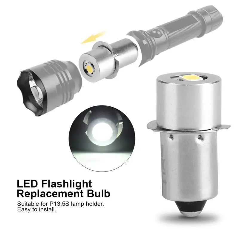 

Promotion! 1W P13.5S Led Flashlight Bulb, 100~110LM 2700~7000K Replacement Bulb Torch Lamp Emergency Work Light(6V)