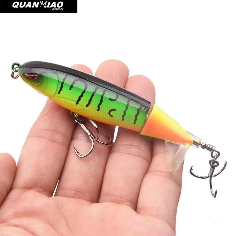 

QuanMiao Plopper 10cm Topwater Fishing Lure Artificial Bait Hard Plopper Soft Rotating Tail Fishing Tackle 1PC