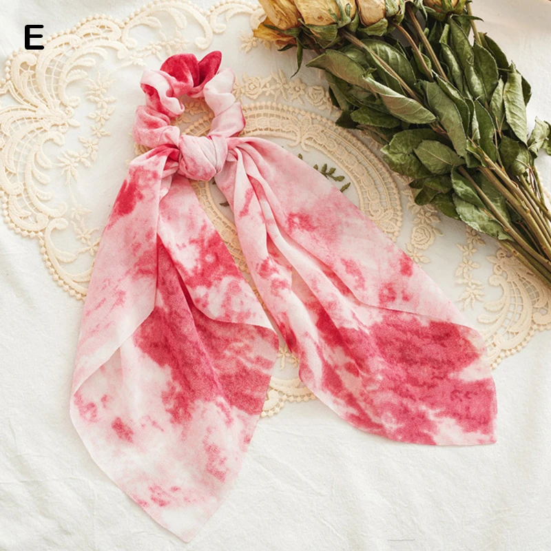 

Women Striped Hair Ring Rope Cute Bow knot Scrunchies Ponytail Holder Hair Tie Tie dye Hair Scrunchies