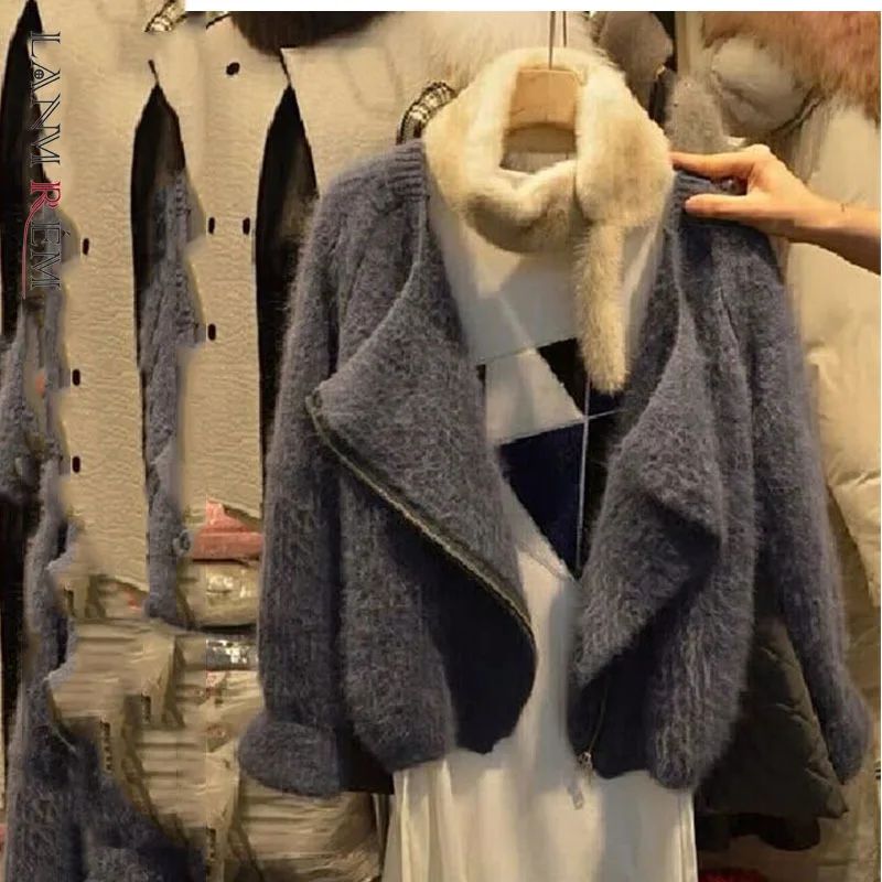 

LANMREM корейский стиль Женская Новая 2021 зимняя имитация норки свободная теплая куртка на молнии пальто женские повседневные модные пальто 2W140