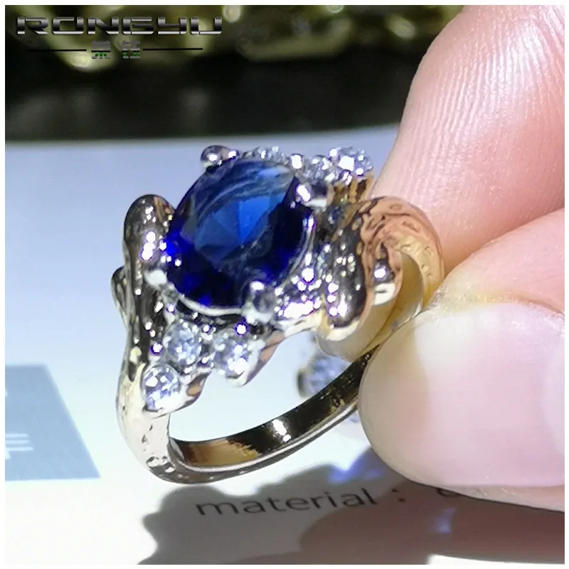 

European And American Fashion Imitation Branch Tree Vine Diamond Ring Creative Retro Two-Color Electroplating Sapphire Ring