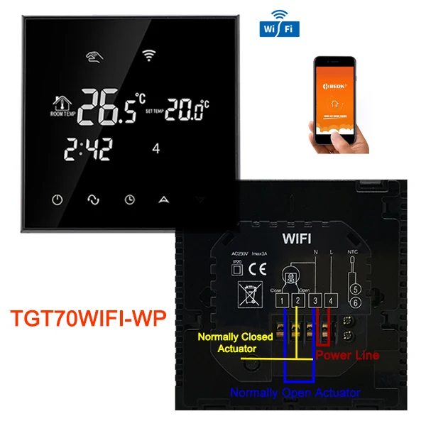 TGT70WIFI-WP Beok Wifi термостат для теплого пола Электрический/контроллер температуры воды умный термостат Alexa Google Home программируемый - Цвет: TGT70WIFI-WP