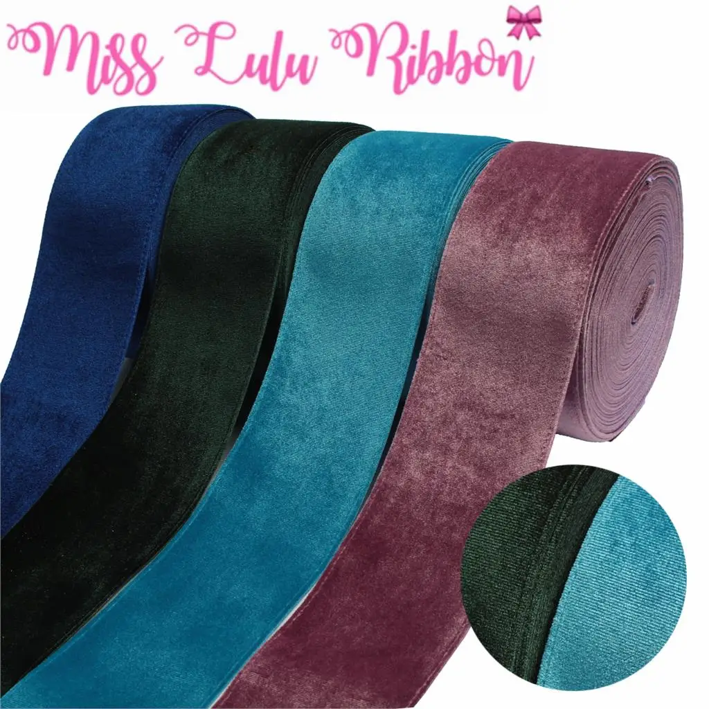 

3"75mm Solid Korea Velvet Ribbon Autumn Winter DIY Hair Bowknot 20yards/roll Cloth Sewing Material Blue Dark Green Earring Decor