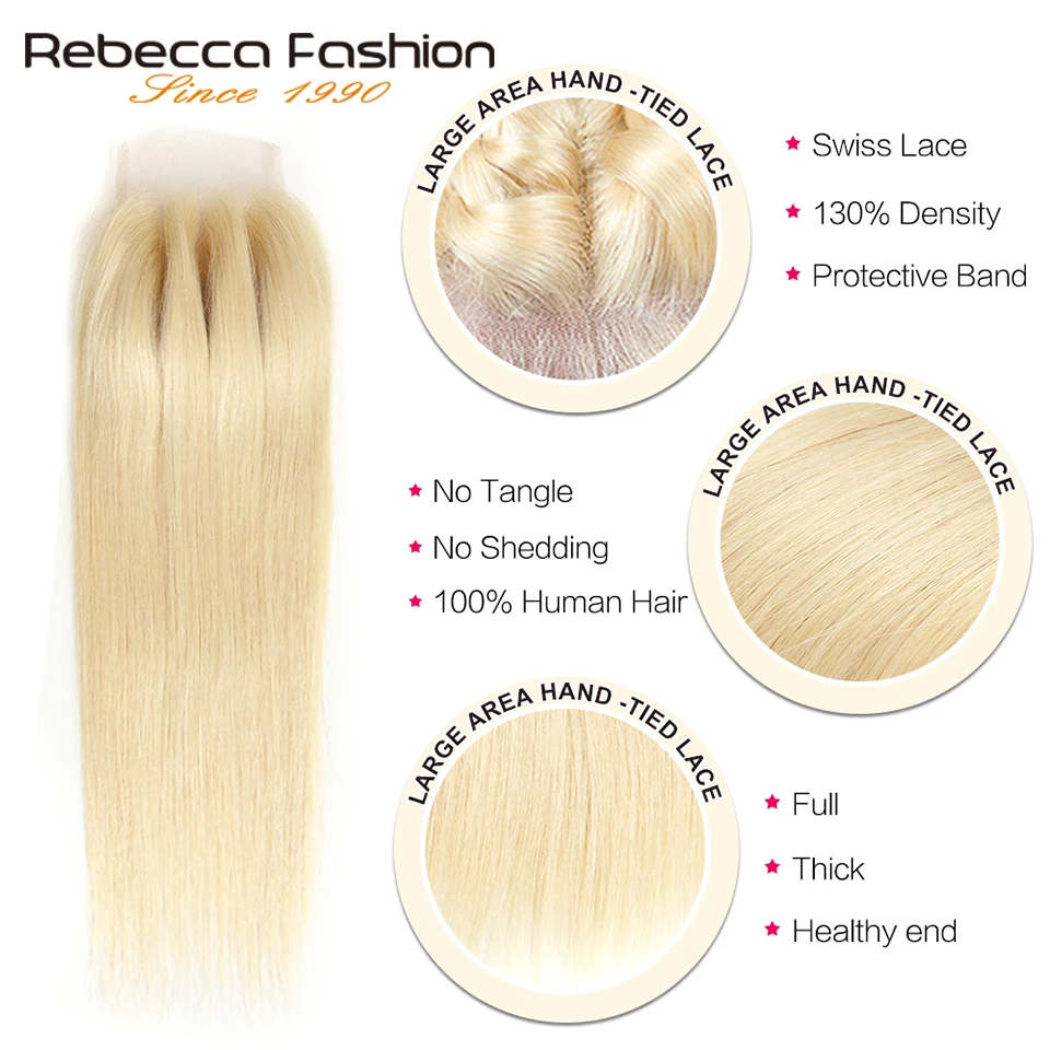Rebecca 613 пряди с закрытием, малазийские волосы, Переплетенные пряди, прямые человеческие волосы Remy, медовый блонд, пряди с закрытием