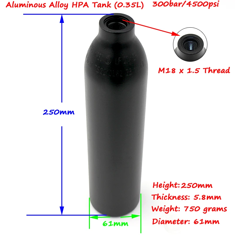 Новый PCP Пейнтбол высокого Давление танки 0.35L гПа Air Охота цилиндр 300BAR/4500PSI M18 * 1 5