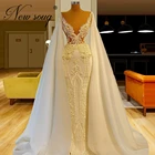 Вечерние платья Ближнего Востока цвета слоновой кости с бисером, свадебное платье, Новое поступление, индивидуальные арабские дубайские платья-русалки для выпускного вечера знаменитостей