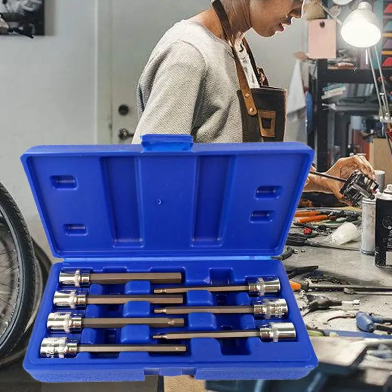 

7Pcs Drive Long Reach Bits Socket Set 3-10mm Screwdriver Woodworking Drill Drilling Pilot Holes Hand Tools