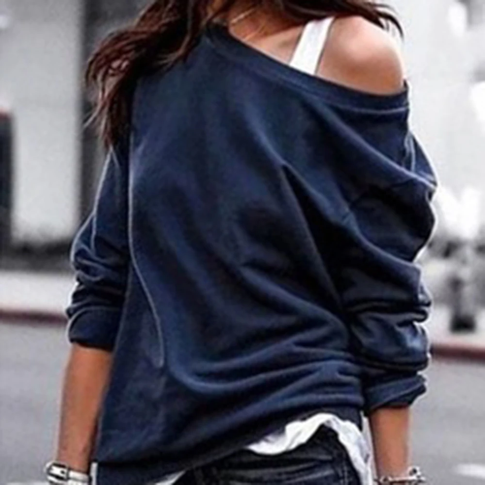 Модные футболки с длинным рукавом вырезом лодочкой топы открытыми плечами